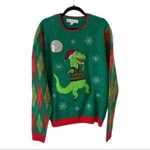 Dinosaur Disco Ball Ugly Christmas Sweater
